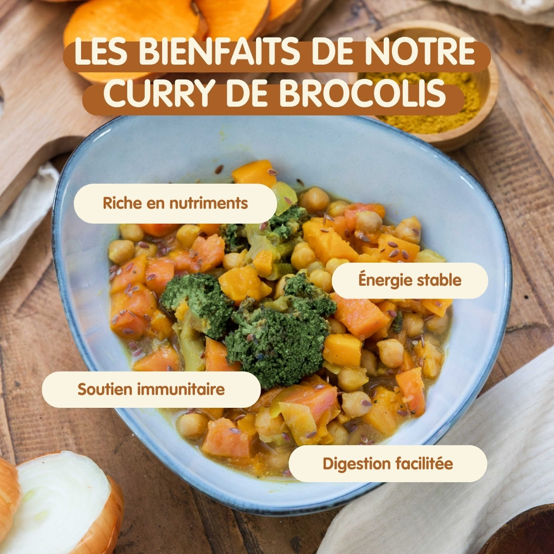 Curry de brocolis - patates douces et pois chiches