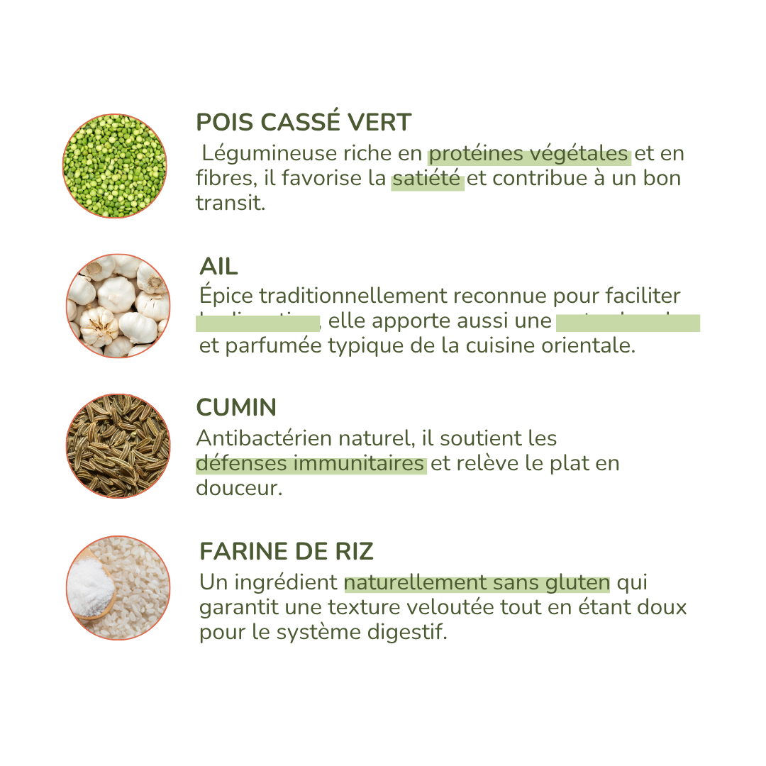 Soupe de pois cassés à l'orientale